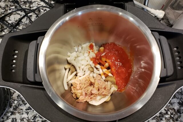 【ホットクック】ツナとトマトのスパゲッティ｜料理の手順