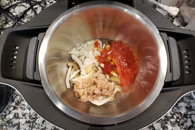 【ホットクック】ツナとトマトのスパゲッティ｜料理の手順