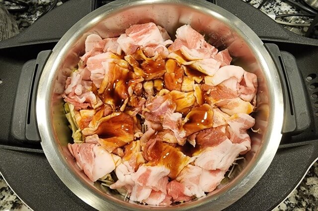 【ホットクック】豚肉と白菜と春雨のオイスターソース煮込みの料理の手順